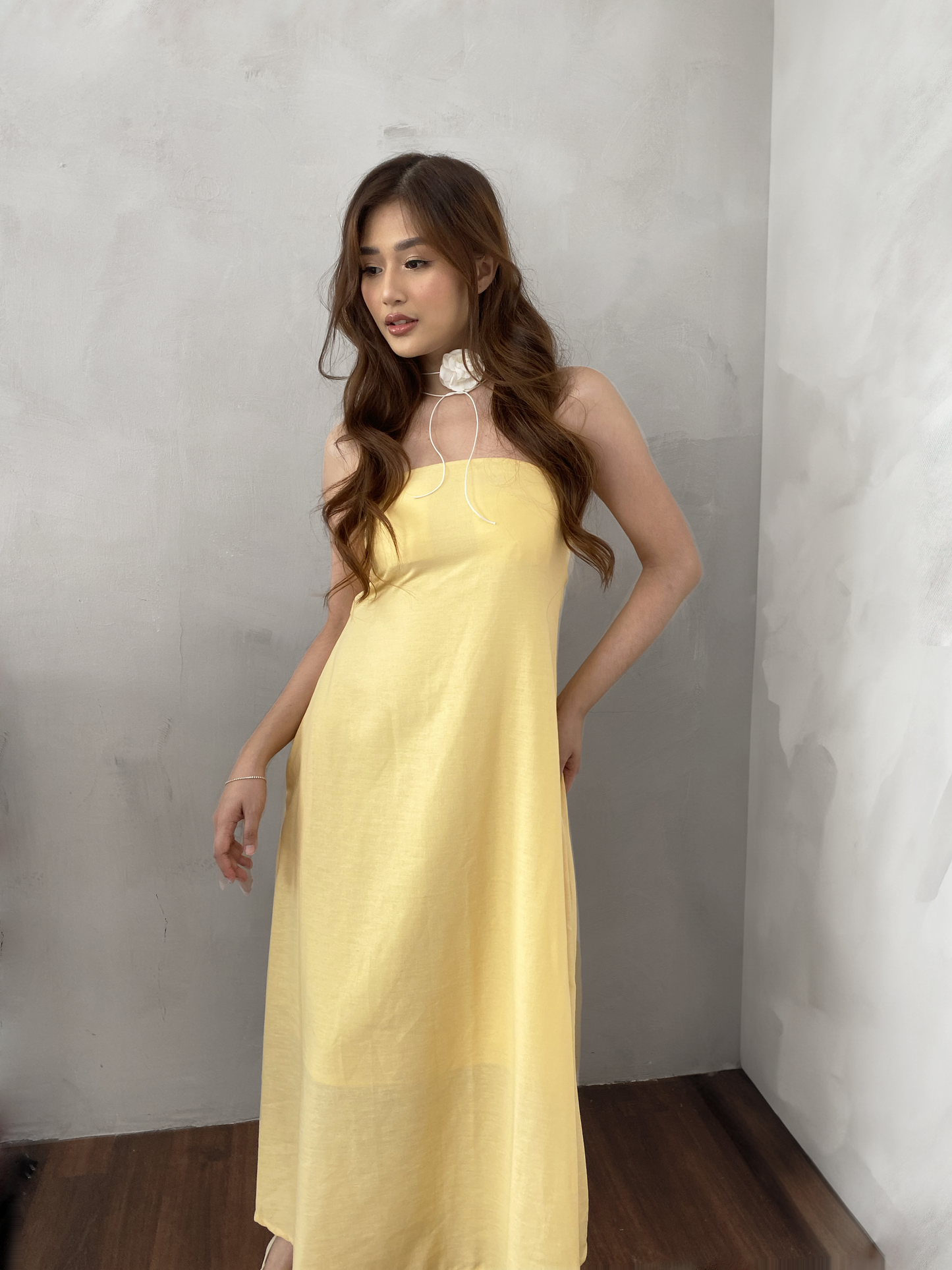 Lemon Linen Tube Dress