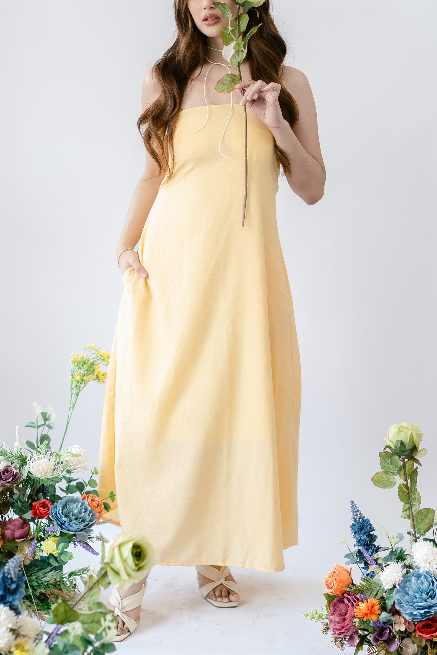 Lemon Linen Tube Dress