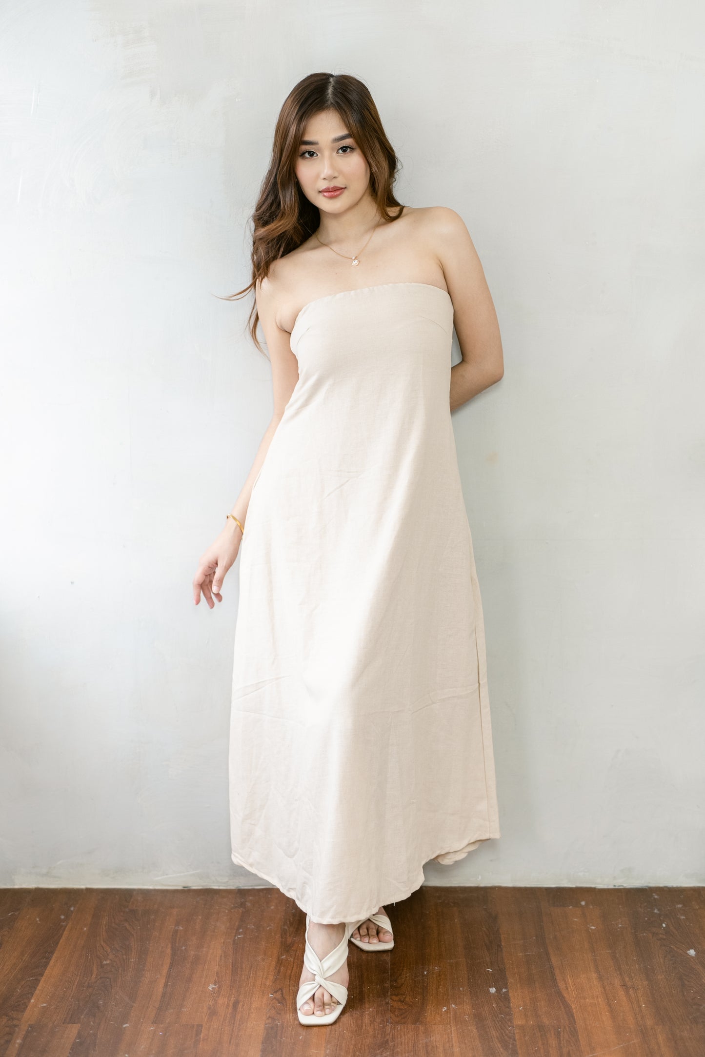 Oat Linen Tube Dress