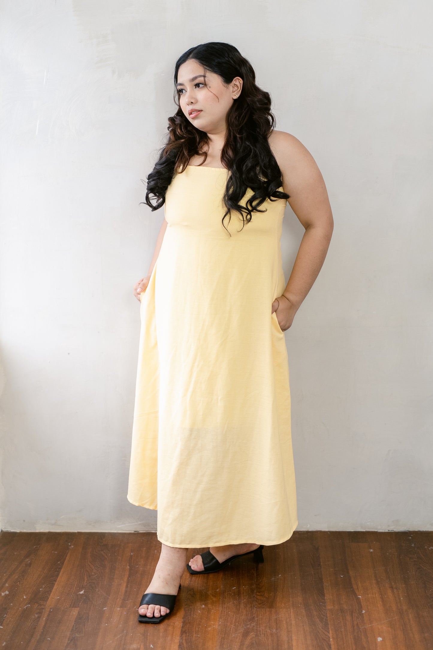 Lemon Linen Tube Dress