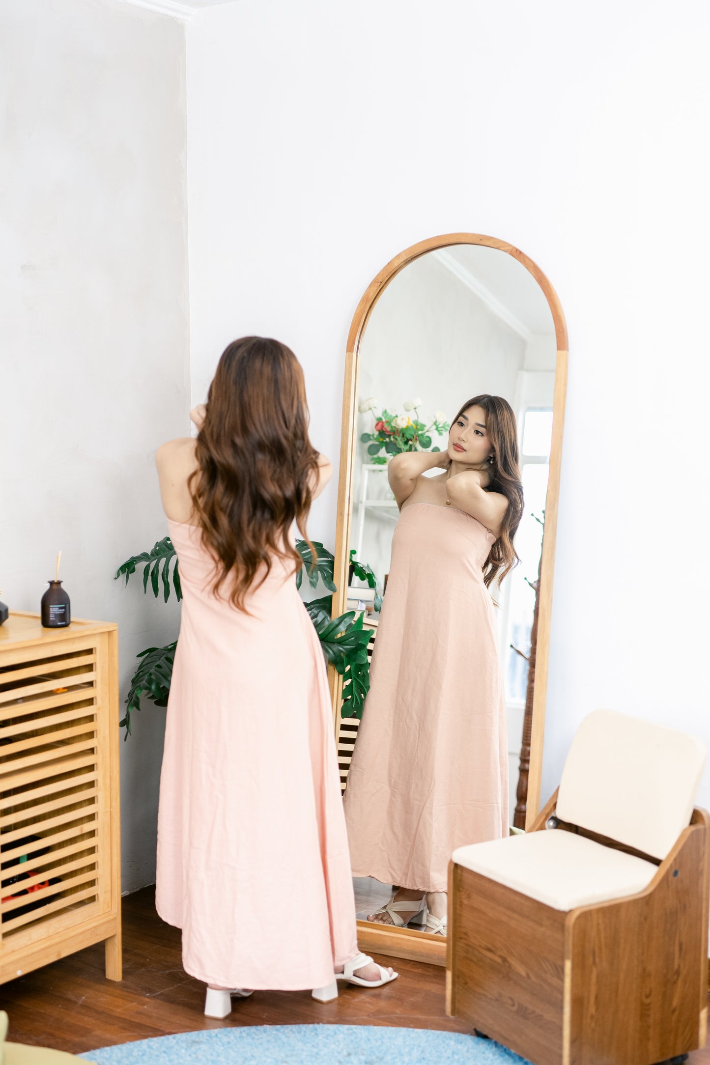 Salmon Linen Tube Dress